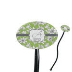 Wild Daisies 7" Oval Plastic Stir Sticks - Black - Single Sided (Personalized)