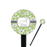 Wild Daisies 7" Round Plastic Stir Sticks - Black - Double Sided (Personalized)