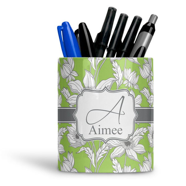 Custom Wild Daisies Ceramic Pen Holder