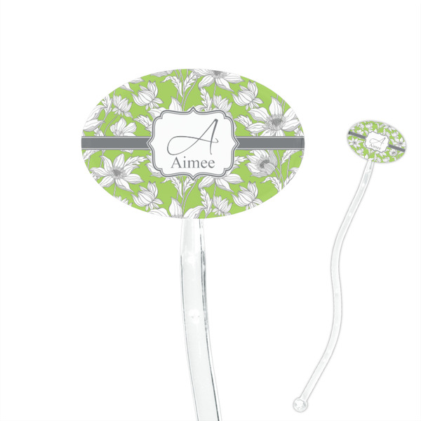 Custom Wild Daisies 7" Oval Plastic Stir Sticks - Clear (Personalized)