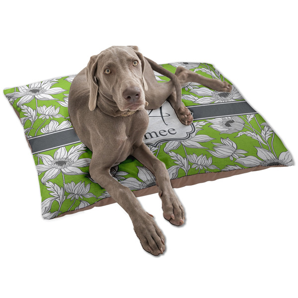 Custom Wild Daisies Dog Bed - Large w/ Name and Initial