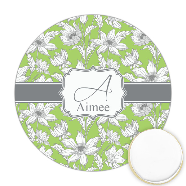 Custom Wild Daisies Printed Cookie Topper - Round (Personalized)