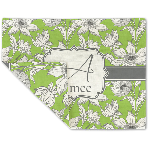 Custom Wild Daisies Double-Sided Linen Placemat - Single w/ Name and Initial