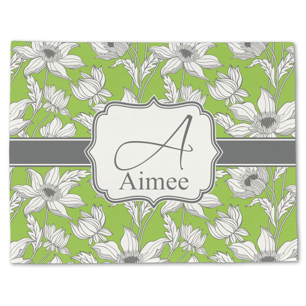 Custom Wild Daisies Single-Sided Linen Placemat - Single w/ Name and Initial