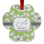 Wild Daisies Metal Paw Ornament - Double Sided w/ Name and Initial