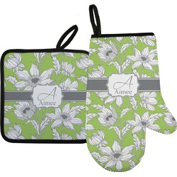 Wild Daisies Right Oven Mitt & Pot Holder Set w/ Name and Initial