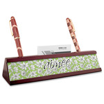 Wild Daisies Red Mahogany Nameplate with Business Card Holder (Personalized)