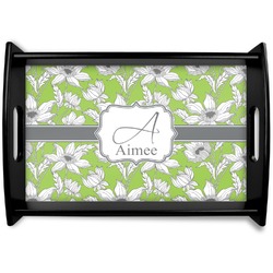 Wild Daisies Black Wooden Tray - Small (Personalized)