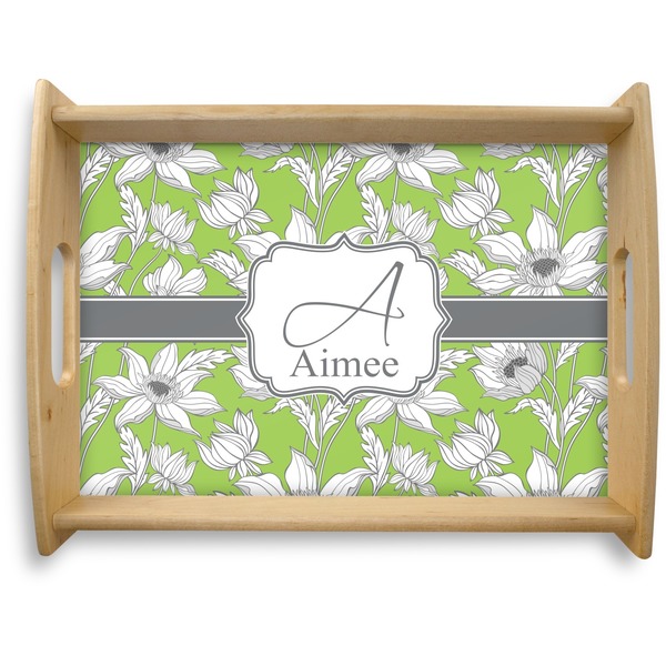 Custom Wild Daisies Natural Wooden Tray - Large (Personalized)