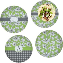 Wild Daisies Set of 4 Glass Lunch / Dinner Plate 10" (Personalized)