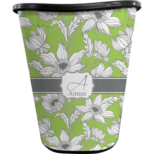 Custom Wild Daisies Waste Basket - Double Sided (Black) (Personalized)