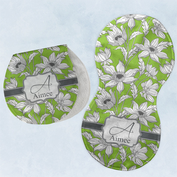 Custom Wild Daisies Burp Pads - Velour - Set of 2 w/ Name and Initial