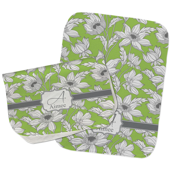 Custom Wild Daisies Burp Cloths - Fleece - Set of 2 w/ Name and Initial