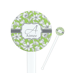 Wild Daisies 7" Round Plastic Stir Sticks - White - Single Sided (Personalized)