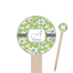 Wild Daisies 6" Round Wooden Food Picks - Single Sided (Personalized)