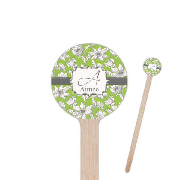 Custom Wild Daisies 7.5" Round Wooden Stir Sticks - Double Sided (Personalized)