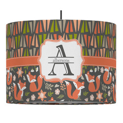 Fox Trail Floral 16" Drum Pendant Lamp - Fabric (Personalized)