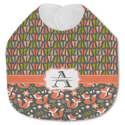 Fox Trail Floral Jersey Knit Baby Bib w/ Name and Initial