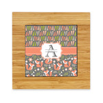 Fox Trail Floral Bamboo Trivet with Ceramic Tile Insert (Personalized)