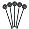 Fox Trail Floral Black Plastic 5.5" Stir Stick - Round - Fan View