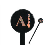 Fox Trail Floral 7" Round Plastic Stir Sticks - Black - Single Sided (Personalized)