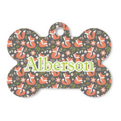 Fox Trail Floral Bone Shaped Dog ID Tag - Large (Personalized)