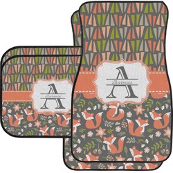 Fox Trail Floral Car Floor Mats Set - 2 Front & 2 Back (Personalized)