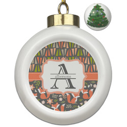 Fox Trail Floral Ceramic Ball Ornament - Christmas Tree (Personalized)