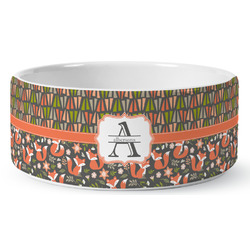Fox Trail Floral Ceramic Dog Bowl - Large (Personalized)