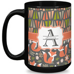 Fox Trail Floral 15 Oz Coffee Mug - Black (Personalized)