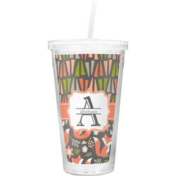 Fox Trail Floral Double Wall Tumbler with Straw (Personalized)