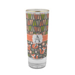 Fox Trail Floral 2 oz Shot Glass -  Glass with Gold Rim - Single (Personalized)