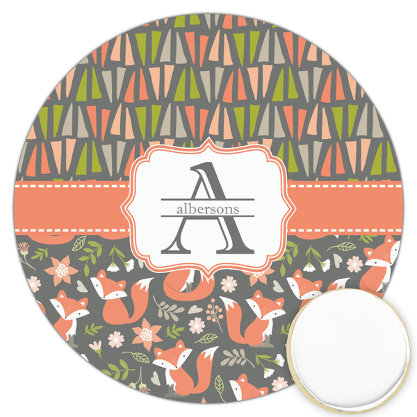 Custom Fox Trail Floral Printed Cookie Topper - 3.25" (Personalized)