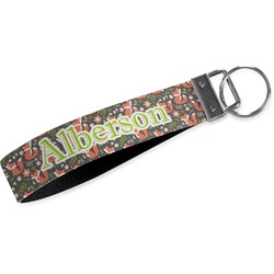 Fox Trail Floral Webbing Keychain Fob - Large (Personalized)