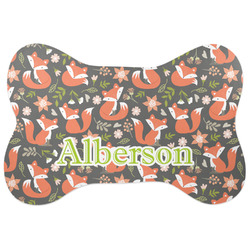 Fox Trail Floral Bone Shaped Dog Food Mat (Large) (Personalized)