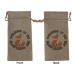 Fox Trail Floral Large Burlap Gift Bag - Front & Back (Personalized)