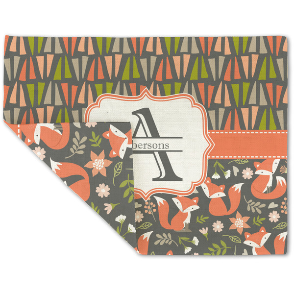 Custom Fox Trail Floral Double-Sided Linen Placemat - Single w/ Name and Initial