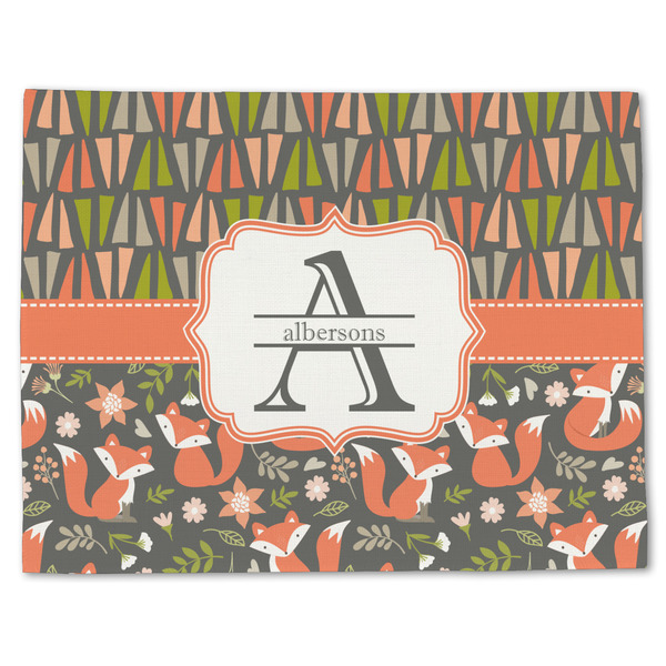 Custom Fox Trail Floral Single-Sided Linen Placemat - Single w/ Name and Initial