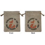 Fox Trail Floral Medium Burlap Gift Bag - Front & Back (Personalized)