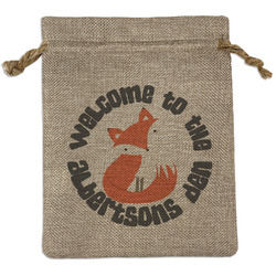 Fox Trail Floral Medium Burlap Gift Bag - Front (Personalized)