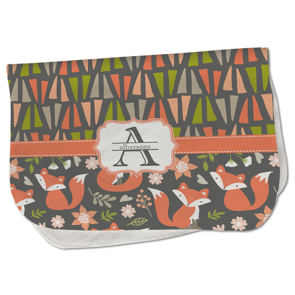 Custom Fox Trail Floral Burp Cloth - Fleece w/ Name and Initial