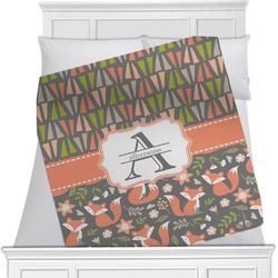 Fox Trail Floral Minky Blanket - Toddler / Throw - 60"x50" - Double Sided (Personalized)