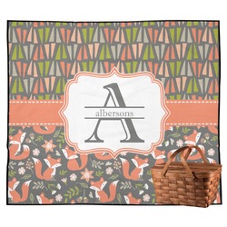 Fox Trail Floral Outdoor Picnic Blanket (Personalized)