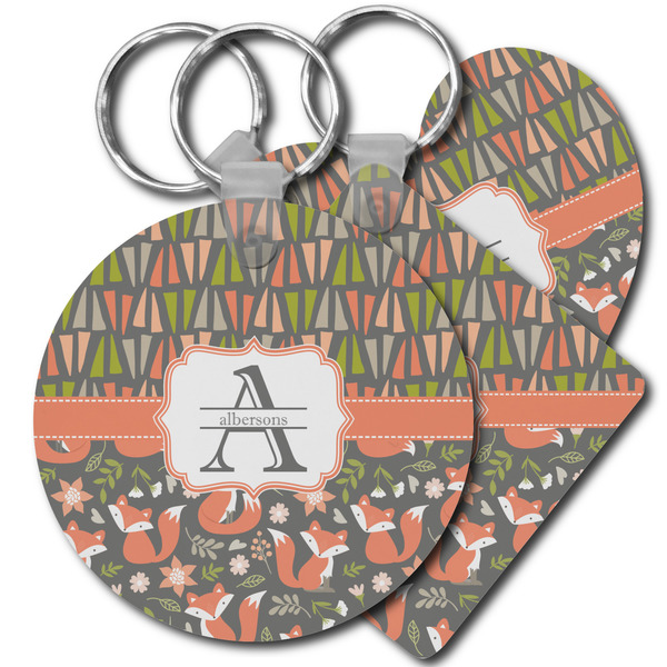 Custom Fox Trail Floral Plastic Keychain (Personalized)