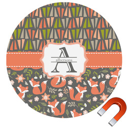 Fox Trail Floral Round Car Magnet - 10" (Personalized)