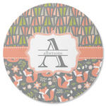 Fox Trail Floral Round Rubber Backed Coaster (Personalized)