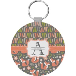Fox Trail Floral Round Plastic Keychain (Personalized)