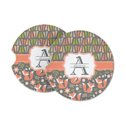 Fox Trail Floral Sandstone Car Coasters - Set of 2 (Personalized)