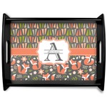 Fox Trail Floral Black Wooden Tray - Large (Personalized)