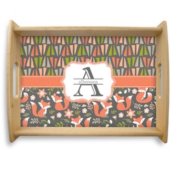 Fox Trail Floral Natural Wooden Tray - Large (Personalized)